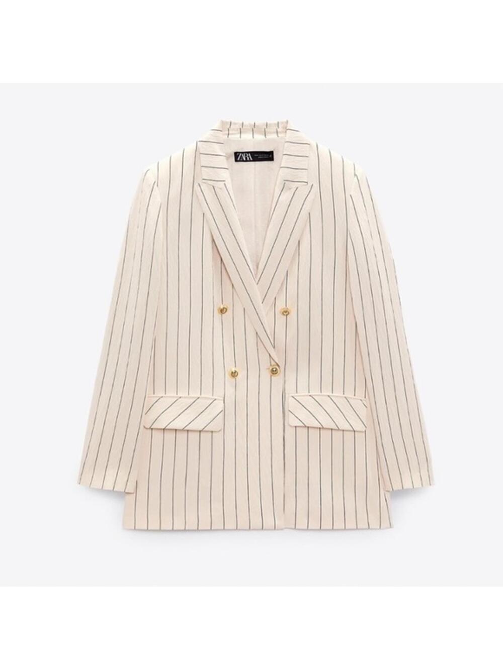 Zara - Striped Button Blazer - Size M